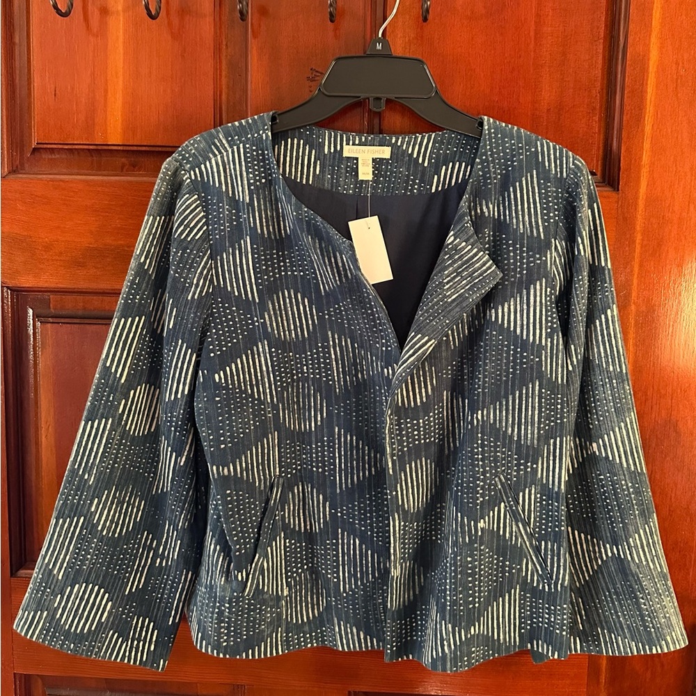 Eileen Fisher Indigo Geometric Blazer NWT Size Medium